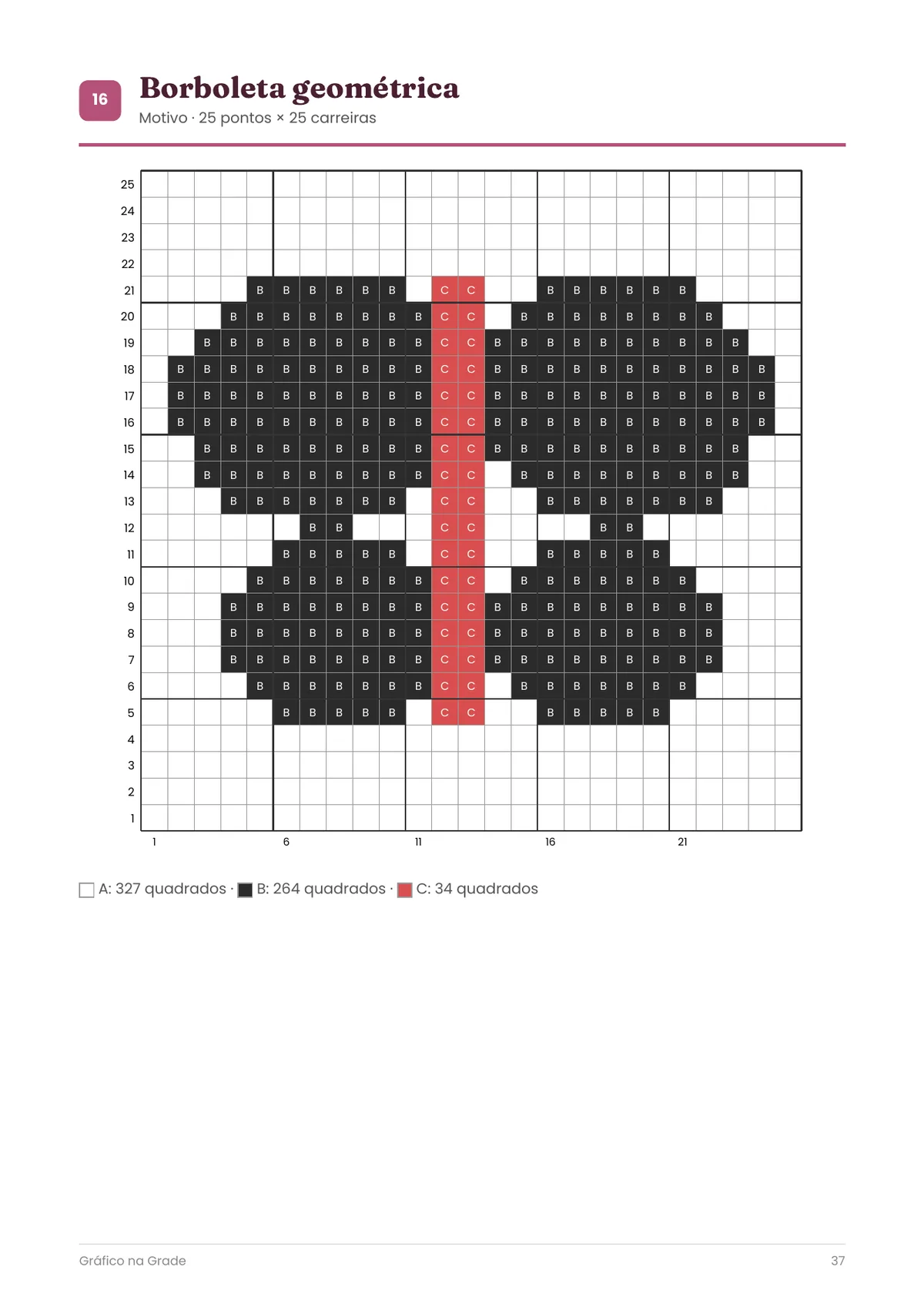 Página real do PDF Gráfico na Grade: gráfico pronto: borboleta geométrica